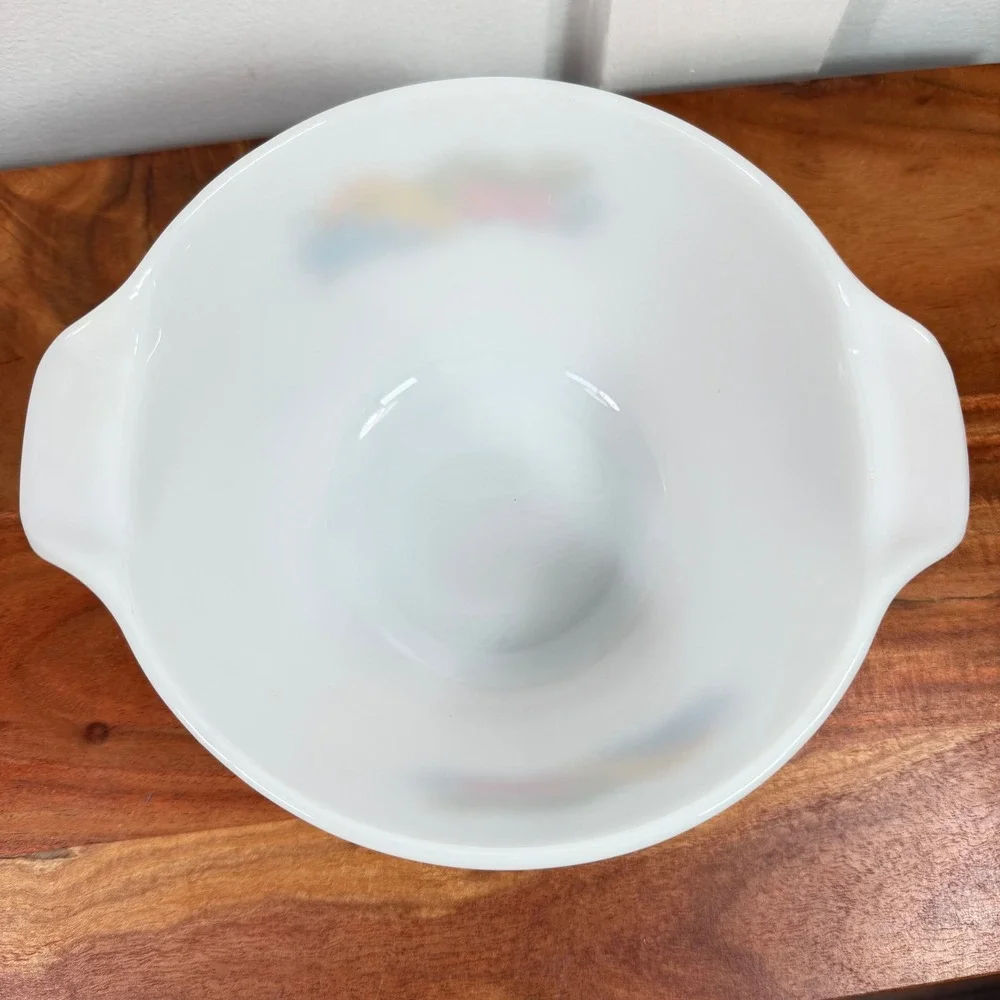 Anchor Hocking Fire-King Milk Glass‎ Fruit Bowl Spout Handle White Vintage USA